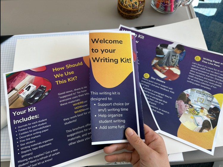 Photo of a writing kit brochure