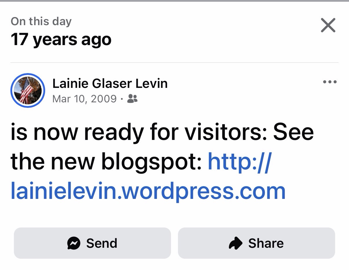 Screen shot of a facebook status update