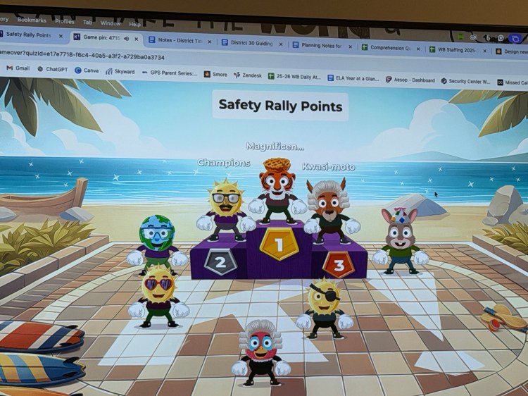 Photo of a Kahoot podium