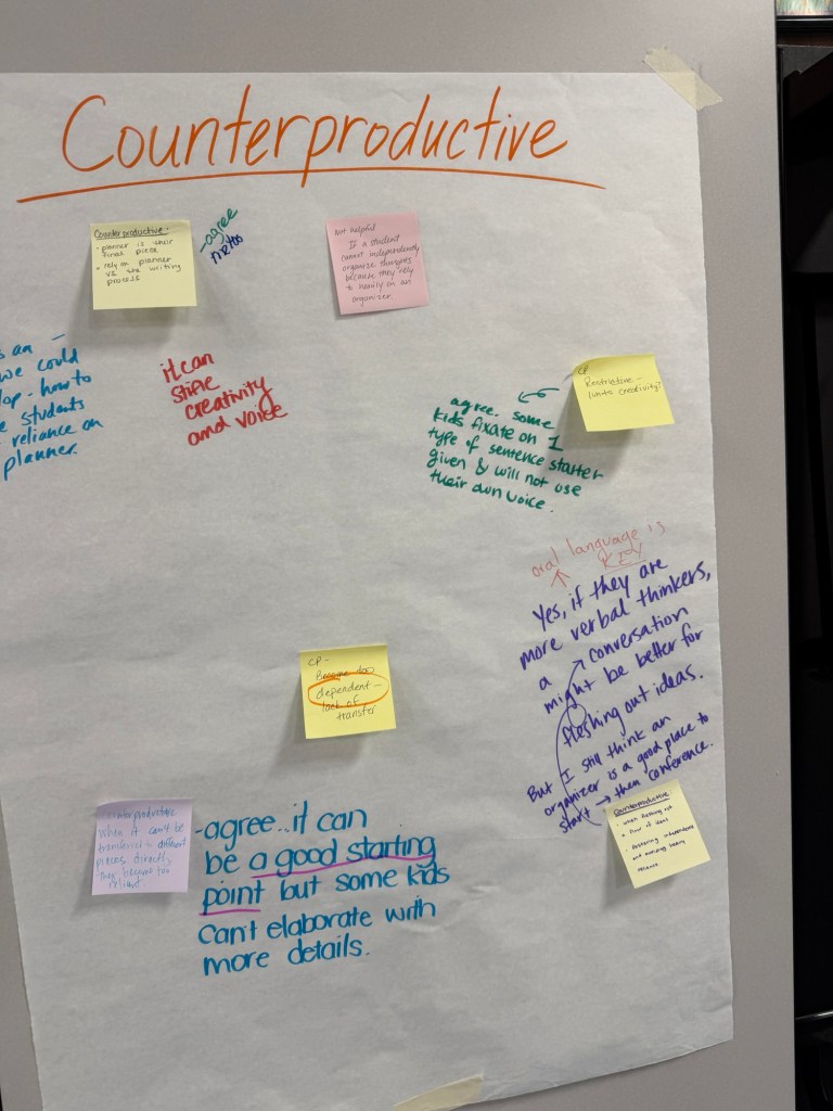 Chart paper with sticky notes