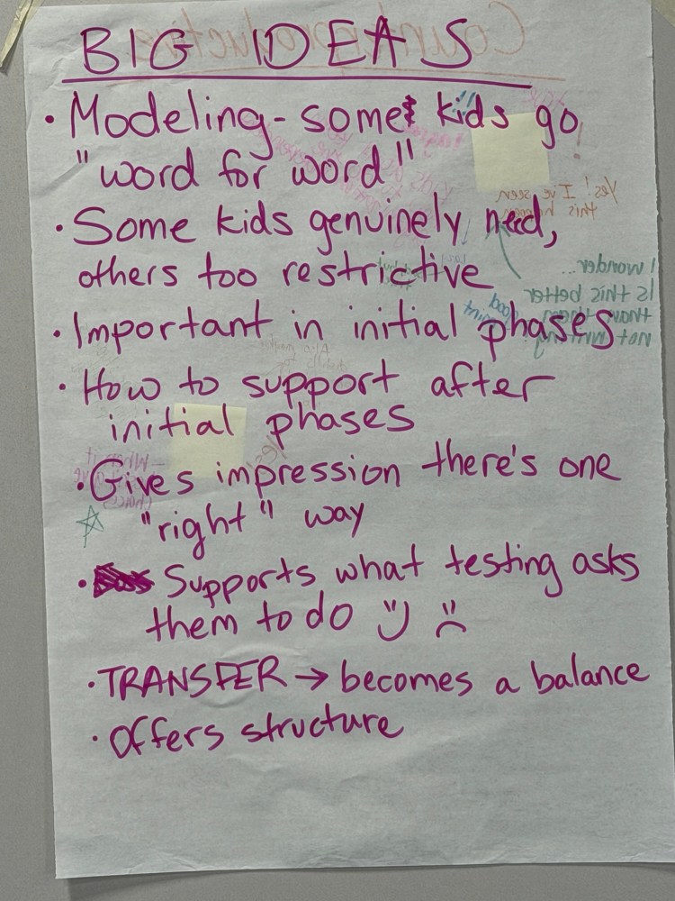 Chart paper with notes