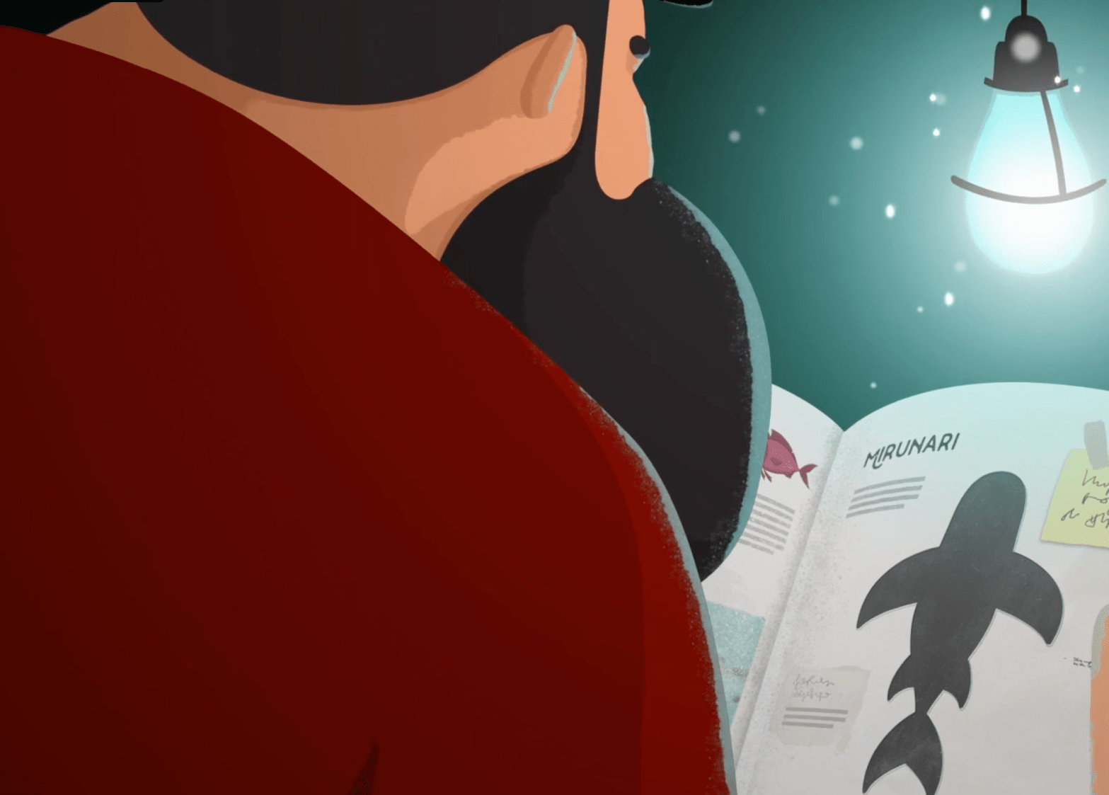 Animated picture of a man reading a book